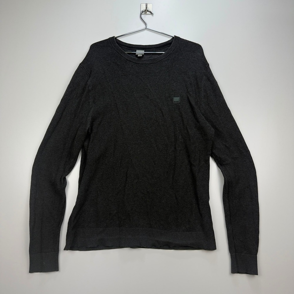 Bench Ribbed Cotton Crewneck Pullover Sweater Charcoal Gray Men's Large